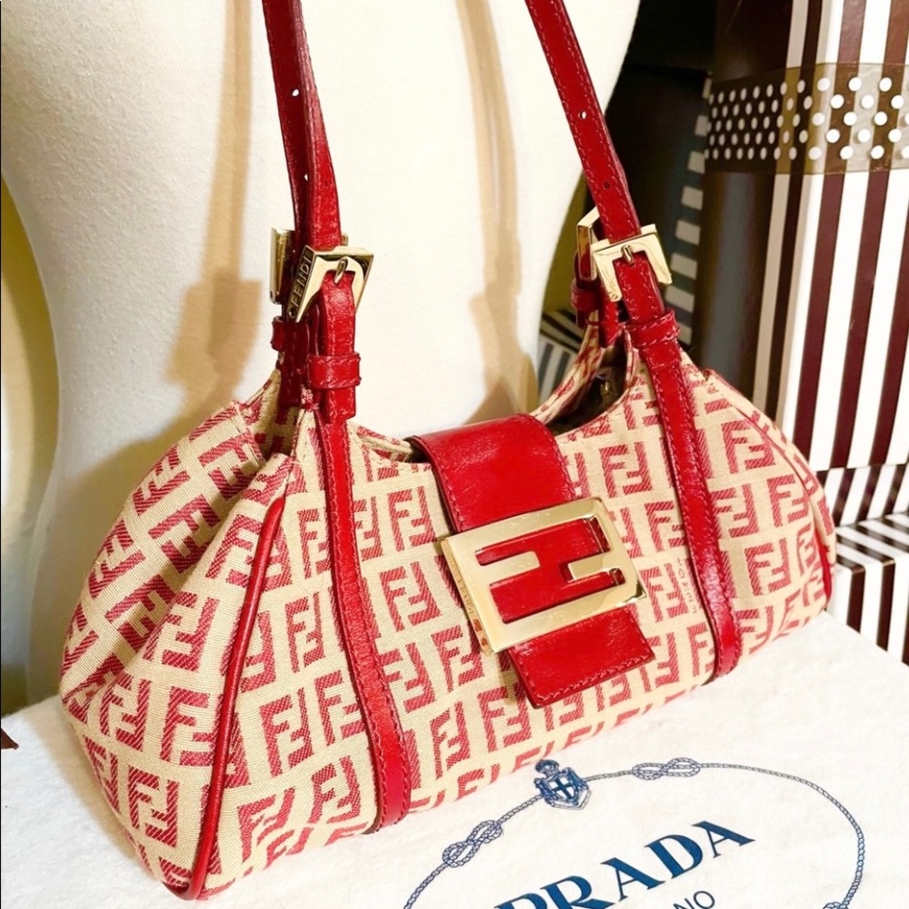 Fendi Mama Zucchino Baguette. Rare beauty. Canvas and leather. COLLECTORS PIECE